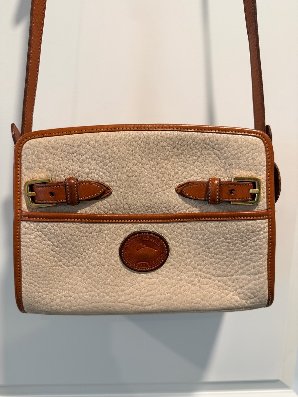Vintage Dooney & Bourke All-Weather Leather Crossbody Bag in Bone